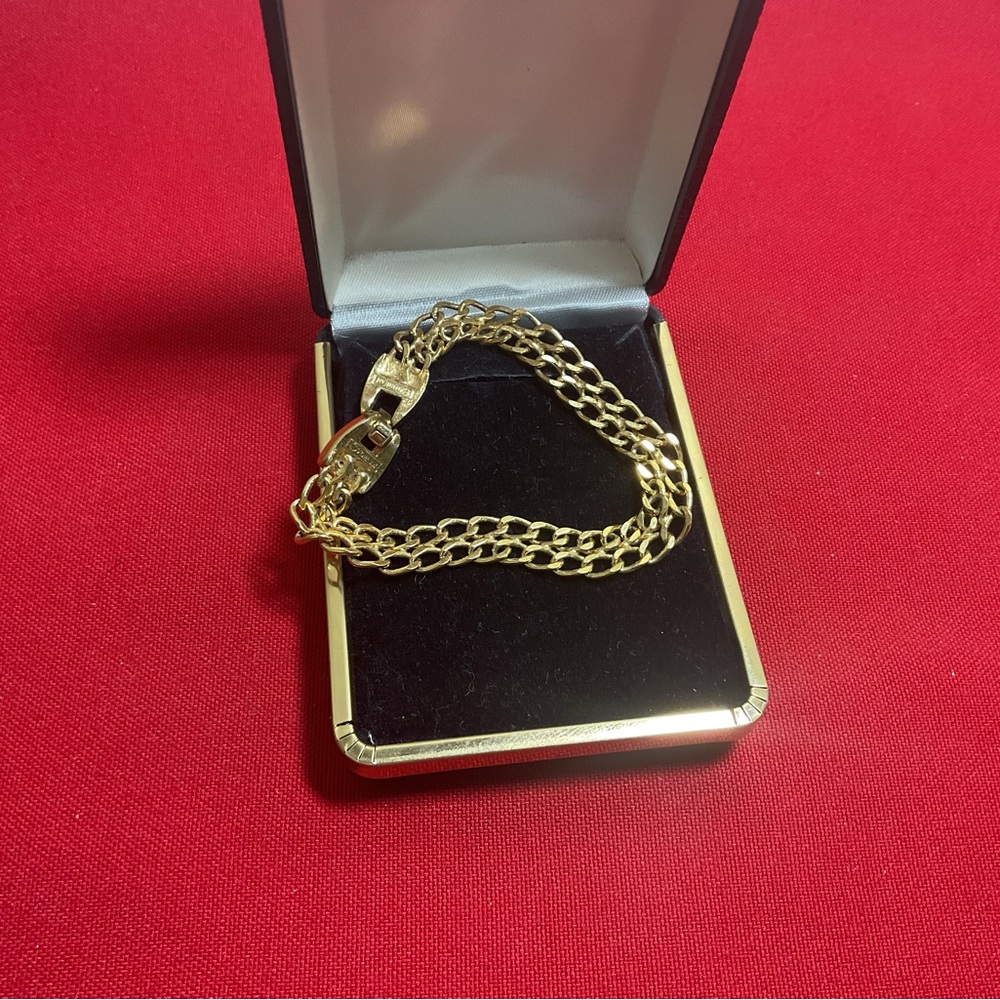 Vintage D’ORLAN Gold Tone Multi Strand Chain Bracelet Fold Over Clasp Designer